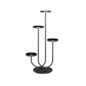 SOGA U Shaped Plant Stand Round Flower Pot Tray Living Room Balcony Display Black Metal Decorative Shelf FPotH100 AU DEPOT - AU DEPOT