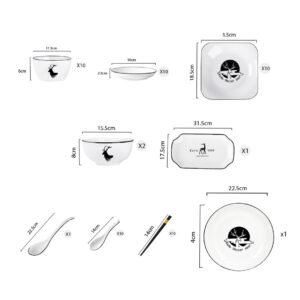 SOGA White Antler Printed Ceramic Dinnerware Set Crockery Soup Bowl Plate Server Kitchen Home Decor Set of 34, Kitchenware, Table Top, Dinnerware, Bowl, ,  - AU DEPOT 2