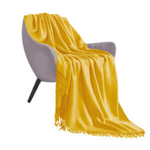 SOGA Yellow Acrylic Knitted Throw Blanket Solid Fringed Warm Cozy Woven Cover Couch Bed Sofa Home Decor Blankets Blanket916 AU DEPOT Blankets - AU DEPOT