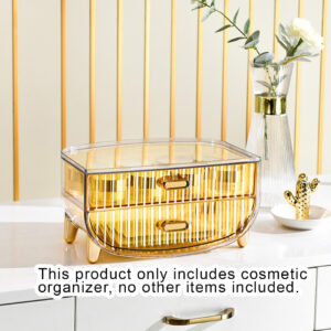 SOGA 2 Tier Golden Yellow Multifunctional Countertop Cosmetic Storage Makeup Skincare Holder Jewelry Cabinet Bathroom Desk Drawer Vanity Organiser, Home, Bathroom, Bathroom Accessories, Bathroom Storage, ,  - AU DEPOT 2