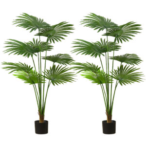 SOGA 2X 150cm Artificial Natural Green Fan Palm Tree Fake Tropical Indoor Plant Home Office Decor APlantSKS1508X2 AU DEPOT - AU DEPOT