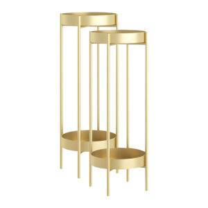 SOGA 2X 2 Layer 80cm Gold Metal Plant Stand Flower Pot Holder Corner Shelving Rack Indoor Display, Home & Living, Home Decor, Indoor Pots, Planters and Plant Stands, , ,  - AU DEPOT 1