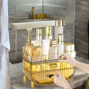 SOGA 2X 3 Tier Golden Yellow Multifunctional Countertop Cosmetic Storage Makeup Skincare Holder Jewelry Cabinet Bathroom Desk Drawer Vanity Organiser, Home, Bathroom, Bathroom Accessories, Bathroom Storage, ,  - AU DEPOT 4