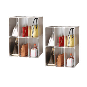 SOGA 2X 3 Tier Multifunctional PP Plastic Bag Box Portable Cubby DIY Storage Shelves Stackable Handbag Purse Organiser BagBox005X2 AU DEPOT - AU DEPOT