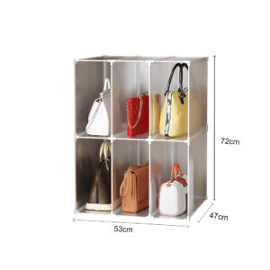 SOGA 2X 3 Tier Multifunctional PP Plastic Bag Box Portable Cubby DIY Storage Shelves Stackable Handbag Purse Organiser, Home & Living, Bedroom, Bedroom Storage Solutions, , ,  - AU DEPOT 6