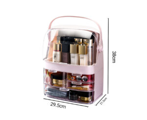 SOGA 2X 3 Tier Pink Countertop Makeup Cosmetic Storage Organiser Skincare Holder Jewelry Storage Box with Handle Bathroom Storage BathC104X2 AU DEPOT 1 Bathroom Storage - AU DEPOT