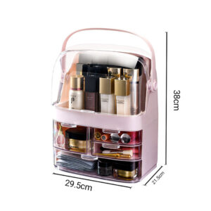 SOGA 2X 3 Tier Pink Countertop Makeup Cosmetic Storage Organiser Skincare Holder Jewelry Storage Box with Handle, Home, Bathroom, Bathroom Accessories, Bathroom Storage, ,  - AU DEPOT 2