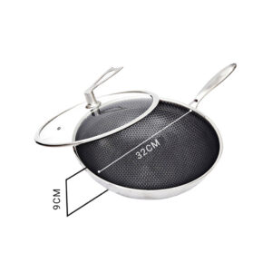 SOGA 2X 32cm Stainless Steel Tri-Ply Frying Cooking Fry Pan Textured Non Stick Interior Skillet with Glass Lid, home & living, kitchen & dining, cookware, frying pans, ,  - AU DEPOT 2