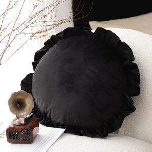 SOGA 2X 45X Butterfly Black Vintage Lotus Leaf Edge Round Throw Pillow, Furniture, Living Room Furniture, Occasional Chairs, , ,  - AU DEPOT 2