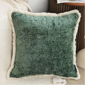 SOGA 2X 45cm Jade Green Home aesthetic chenille texture tassel square Throw Pillow, Furniture, Living Room Furniture, Occasional Chairs, , ,  - AU DEPOT 2