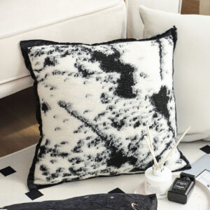 SOGA 2X 45cm Light Vintage Leopard Print Black & White Ink Splatter Wide-Edge SquareThrow Pillow, Furniture, Living Room Furniture, Occasional Chairs, , ,  - AU DEPOT 2