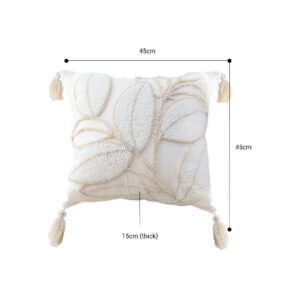 SOGA 2X 45cm Wabi-sabi Cream Flower Cover & Beige Velvet Leaf Ring Square Throw Pillow, Furniture, Living Room Furniture, Occasional Chairs, , ,  - AU DEPOT 2