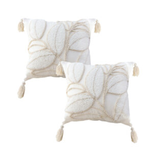 SOGA 2X 45cm Wabi sabi Cream Flower Cover Beige Velvet Leaf Ring Square Throw Pillow FrenchCushion232X2 AU DEPOT - AU DEPOT