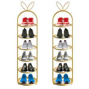 SOGA 2X 6 Tier Bunny Ears Shape Gold Plated Metal Shoe Organizer Space Saving Portable Footwear Storage Shelf, Furniture, Storage & Shelving, Shoe Storage, , ,  - AU DEPOT 1