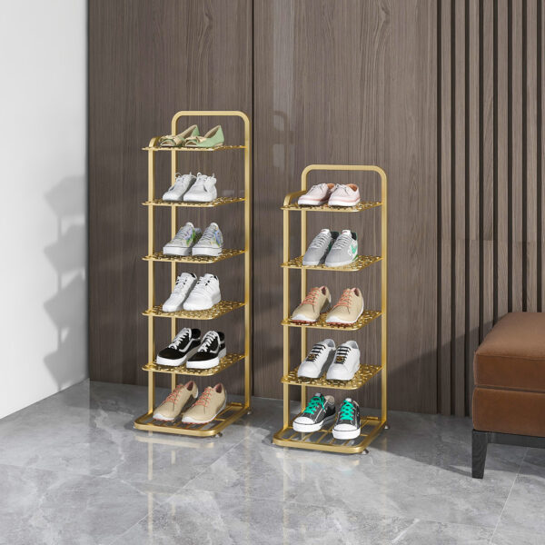 SOGA 2X 6 Tier Gold Plated Metal Shoe Organizer Space Saving Portable Footwear Storage ShelfSOGA 6 Tier Gold Metal Shoe Organizer, Furniture, Storage & Shelving, Shoe Storage, , ,  - AU DEPOT 2