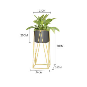 SOGA 2X 70cm Gold Metal Plant Stand with Black Flower Pot Holder Corner Shelving Rack Indoor Display, Home & Living, Home Decor, Indoor Pots, Planters and Plant Stands, , ,  - AU DEPOT 2