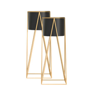 SOGA 2X 70cm Gold Metal Plant Stand with Black Flower Pot Holder Corner Shelving Rack Indoor Display FPotH72BLKX2 AU DEPOT - AU DEPOT