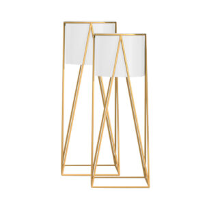 SOGA 2X 70cm Gold Metal Plant Stand with White Flower Pot Holder Corner Shelving Rack Indoor Display, Home & Living, Home Decor, Indoor Pots, Planters and Plant Stands, , ,  - AU DEPOT 1