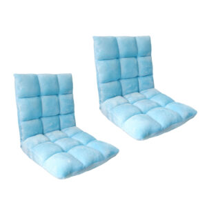 SOGA 2X Floor Recliner Collapsible Lounge Sofa Couch Folding Chair Cushion Light Blue LoungechairLightBlueX2 AU DEPOT - AU DEPOT