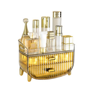 SOGA 3 Tier Golden Yellow Multifunctional Countertop Cosmetic Storage Makeup Skincare Holder Jewelry Cabinet Bathroom Desk Drawer Vanity Organiser Bathroom Storage BathC124 AU DEPOT Bathroom Storage - AU DEPOT