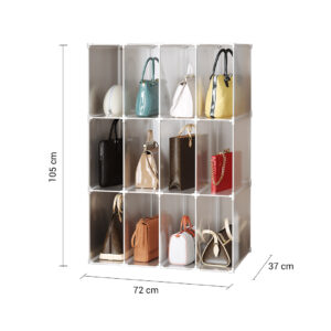 SOGA 3 Tier Multifunctional PP Plastic Bag Box Portable Cubby DIY Storage Shelves Stackable Handbag Purse Organiser, Home & Living, Bedroom, Bedroom Storage Solutions, , ,  - AU DEPOT 6