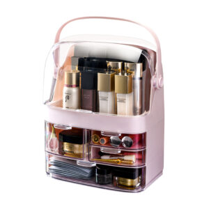 SOGA 3 Tier Pink Countertop Makeup Cosmetic Storage Organiser Skincare Holder Jewelry Storage Box with Handle, Home, Bathroom, Bathroom Accessories, Bathroom Storage, ,  - AU DEPOT 1