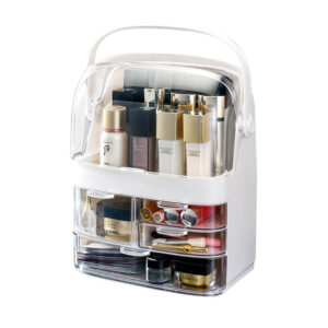 SOGA 3 Tier White Countertop Makeup Cosmetic Storage Organiser Skincare Holder Jewelry Storage Box with Handle Bathroom Storage BathC103 AU DEPOT Bathroom Storage - AU DEPOT