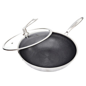 SOGA 32cm Stainless Steel Tri Ply Frying Cooking Fry Pan Textured Non Stick Interior Skillet with Glass Lid frying pans FryPanTRIFPYZ32 AU DEPOT frying pans - AU DEPOT