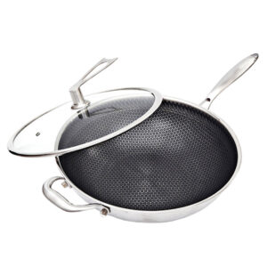 SOGA 34cm Stainless Steel Tri Ply Frying Cooking Fry Pan Textured Non Stick Skillet with Glass Lid and Helper Handle frying pans FryPanTRIFPYZ34 AU DEPOT frying pans - AU DEPOT