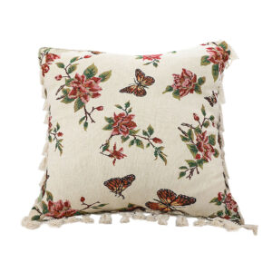 SOGA 45cm Creamy White French Vintage Butterfly Loves Flowers Tassel Throw Pillow FrenchCushion250 AU DEPOT - AU DEPOT