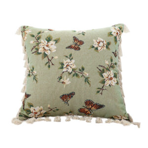 SOGA 45cm Matcha Green French Vintage Butterfly Loves Flowers Tassel Throw pillow, Furniture, Living Room Furniture, Occasional Chairs, , ,  - AU DEPOT 1