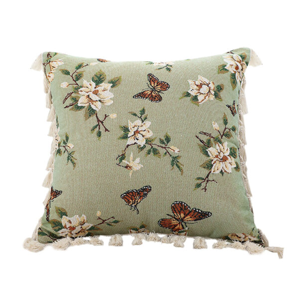 SOGA 45cm Matcha Green French Vintage Butterfly Loves Flowers Tassel Throw pillow, Furniture, Living Room Furniture, Occasional Chairs, , ,  - AU DEPOT 1