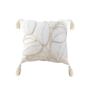 SOGA 45cm Wabi sabi Cream Flower Cover Beige Velvet Leaf Ring Square Throw Pillow FrenchCushion232 AU DEPOT - AU DEPOT