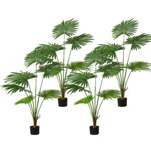 SOGA 4X 120cm Artificial Natural Green Fan Palm Tree Fake Tropical Indoor Plant Home Office Decor APlantSKS1267X4 AU DEPOT - AU DEPOT