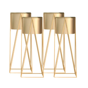 SOGA 4X 50cm Gold Metal Plant Stand with Gold Flower Pot Holder Corner Shelving Rack Indoor Display FPotH52GLDX4 AU DEPOT - AU DEPOT