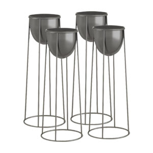 SOGA 4X 50cm Round Wire Metal Flower Pot Stand with Black Flowerpot Holder Rack Display FPotH52RoundBLKX4 AU DEPOT - AU DEPOT