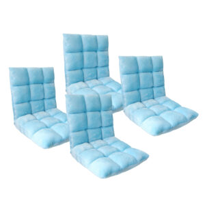 SOGA 4X Floor Recliner Collapsible Lounge Sofa Couch Folding Chair Cushion Light Blue LoungechairLightBlueX4 AU DEPOT - AU DEPOT