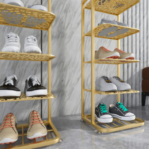 SOGA 5 Tier Gold Plated Metal Shoe Organizer Space Saving Portable Footwear Storage Shelf, Furniture, Storage & Shelving, Shoe Storage, , ,  - AU DEPOT 5