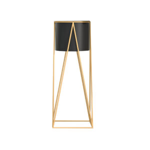 SOGA 50cm Gold Metal Plant Stand with Black Flower Pot Holder Corner Shelving Rack Indoor Display FPotH52BLK AU DEPOT - AU DEPOT