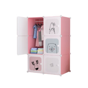 SOGA 6 Cubes Pink Portable Wardrobe Divide Grid Modular Storage Organiser Foldable Closet Other Wrobe1772 AU DEPOT Other - AU DEPOT