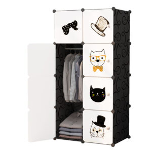 SOGA 8 Cubes Black Portable Wardrobe Divide Grid Modular Storage Organiser Foldable Closet Wrobe2018 AU DEPOT - AU DEPOT