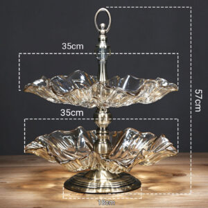 SOGA 2 Tier Bronze Lotus Vertex Crystal Glass Fruit Bowl Candy Holder Countertop Dessert Serving Basket Decor, Kitchenware, Food Preperation, Food Prep, Cleaning & Organising, ,  - AU DEPOT 2