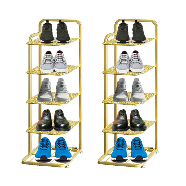 SOGA 2X 5 Tier Gold Plated Metal Shoe Organizer Space Saving Portable Footwear Storage Shelf, Furniture, Storage & Shelving, Shoe Storage, , ,  - AU DEPOT 1