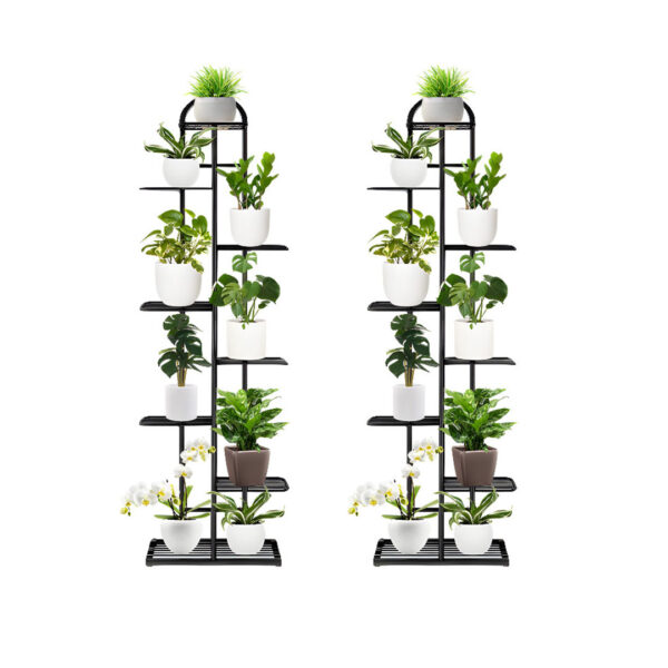 SOGA 2X 8 Tier 9 Pots Black Metal Plant Stand Flowerpot Display Shelf Rack Indoor Home Office Decor, Home & Living, Home Decor, Indoor Pots, Planters and Plant Stands, , ,  - AU DEPOT 1