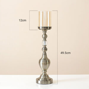 SOGA 49.5cm Glass Candlestick Candle Holder Stand Pillar Glass/Iron Metal, Home & Living, Home Decor, Candles & Holders, Candle Accessories, ,  - AU DEPOT 2