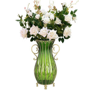 SOGA 51cm Green Glass Tall Floor Vase with 12pcs White Artificial Fake Flower Set, Home & Living, Home Decor, Vases, , ,  - AU DEPOT 1