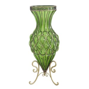 SOGA 67cm Green Glass Tall Floor Vase with Metal Flower Stand, Home & Living, Home Decor, Vases, , ,  - AU DEPOT 1