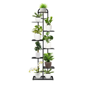 SOGA 8 Tier 9 Pots Black Metal Plant Stand Flowerpot Display Shelf Rack Indoor Home Office Decor FPotH06 AU DEPOT - AU DEPOT