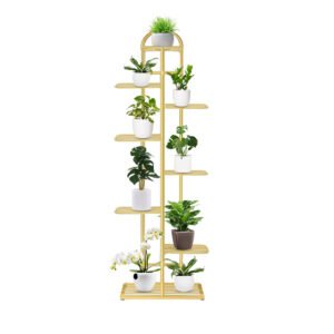 SOGA 8 Tier 9 Pots Gold Metal Plant Stand Flowerpot Display Shelf Rack Indoor Home Office Decor FPotH16 AU DEPOT - AU DEPOT