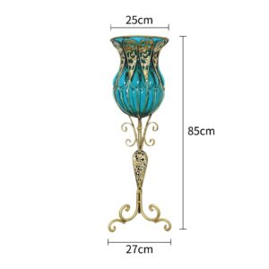 SOGA 85cm Blue Glass Floor Vase with Tall Metal Flower Stand, Home & Living, Home Decor, Vases, , ,  - AU DEPOT 2